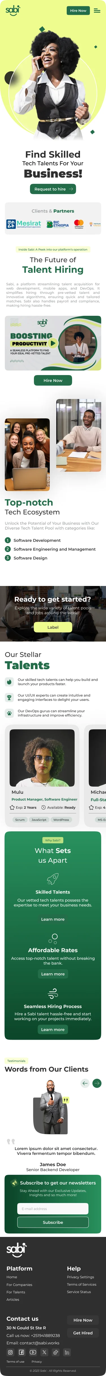 Full mobile page design