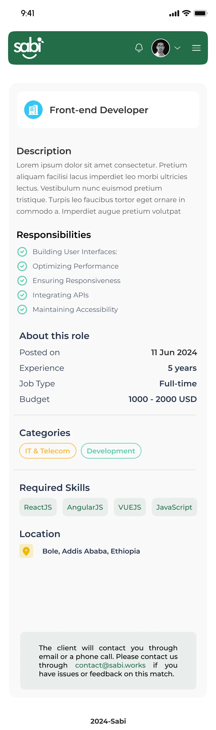 Full mobile page design