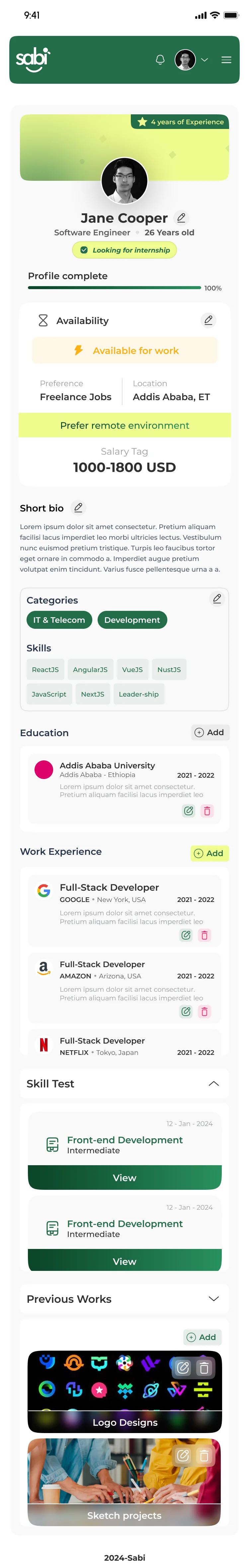 Full mobile page design
