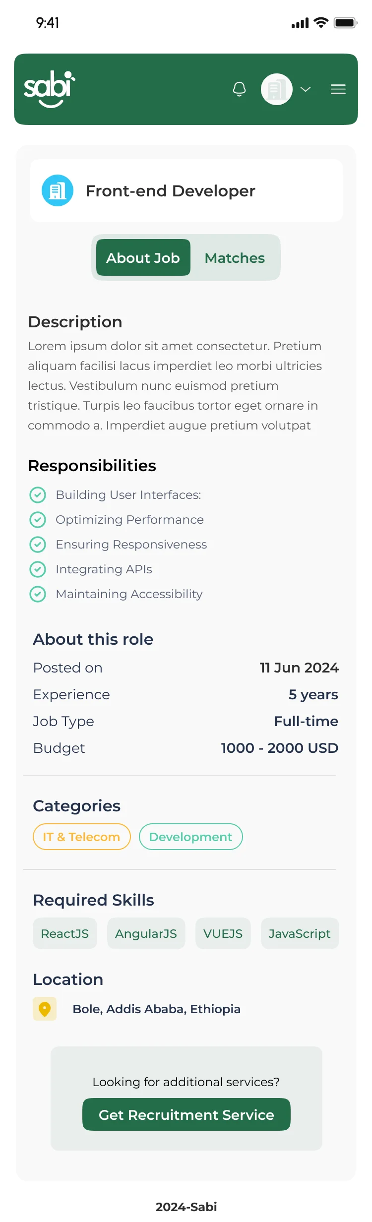 Full mobile page design